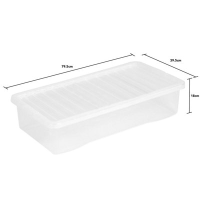 Wham Crystal  5 x 42L Stackable Plastic Storage Boxes with Lids Clear