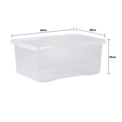 Wham Crystal 5 x 45L Stackable Plastic Storage Boxes with Lids Clear