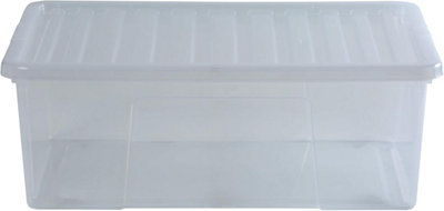 Wham Crystal 68L Heavy Duty Plastic Storage Box With Lids Tint Clear ...