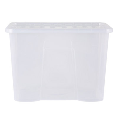 Wham Crystal 8 x 80L Stackable Plastic Storage Boxes with Lids Clear