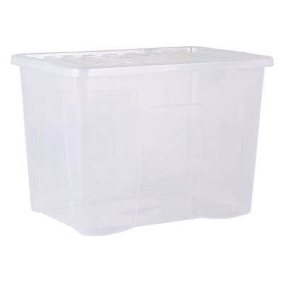 Wham Crystal 8 x 80L Stackable Plastic Storage Boxes with Lids Clear