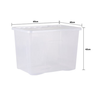 Wham Crystal 8 x 80L Stackable Plastic Storage Boxes with Lids Clear