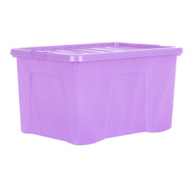 Wham Crystal Sparkle 10x 60L Plastic Storage Boxes with Lids Sparkle Lavender (Purple). Large Size, Strong (Pack of 10, 60 Litre)