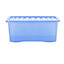 Wham Crystal Sparkle 3x 45L Plastic Storage Boxes with Lids Tint Sparkle Blue. Medium Size, Strong (Pack of 3, 45 Litre)