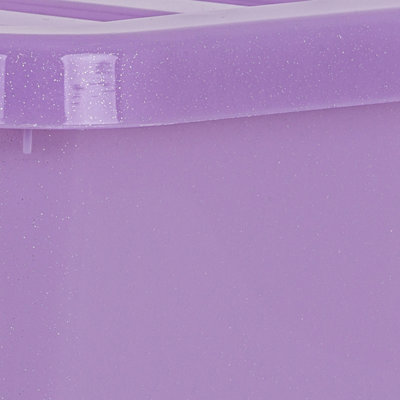 Wham Crystal Sparkle 4x 45L Plastic Storage Boxes with Lids Sparkle Lavender (Purple). Medium Size, Strong (Pack of 4, 45 Litre)