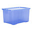 Wham Crystal Sparkle 4x 60L Plastic Storage Boxes with Lids Tint Sparkle Blue. Large Size, Strong (Pack of 4, 60 Litre)