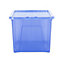 Wham Crystal Sparkle 4x 60L Plastic Storage Boxes with Lids Tint Sparkle Blue. Large Size, Strong (Pack of 4, 60 Litre)