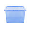 Wham Crystal Sparkle 5x 45L Plastic Storage Boxes with Lids Tint Sparkle Blue. Medium Size, Strong (Pack of 5, 45 Litre)