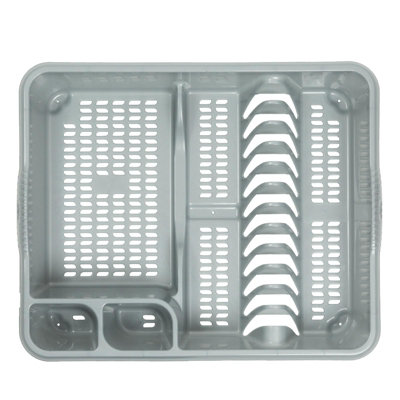 Wham Dish Drainer Strainer Pots Drying Rack Grey Home Kitchen Cutlery Holder
