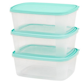Wham Everyday 2L Food Storage Box (Pack of 3) Clear/Light Green (One Size)