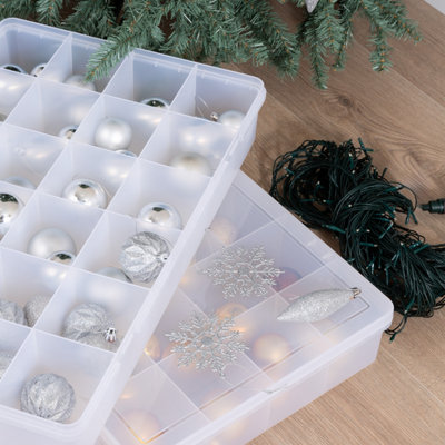 Wham Festive 3 Piece Tree & 2 Bauble Storage Boxes Clear (1x 133L Crystal, 2x Bauble Boxes)