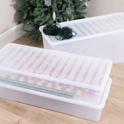 Wham Festive 3 Piece Tree & 2 Decoration Storage Boxes Clear (1x 133L Crystal, 2x 55L Crystal)