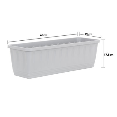 Wham Pack 2 Etruscan 60cm Plastic Trough Soft Grey - 4