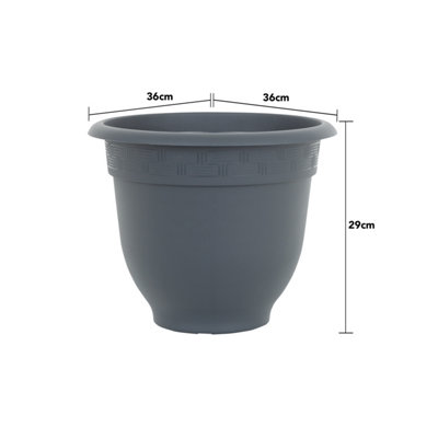Wham Pack 4 Bell Pot 36cm Round Plastic Planter Slate
