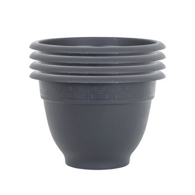 Wham Pack 4 Bell Pot 44cm Round Plastic Planter Slate - 3