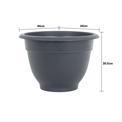 Wham Pack 4 Bell Pot 44cm Round Plastic Planter Slate - 4
