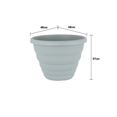 Wham Set 4 Beehive 48cm Round Plastic Pot Cement Grey