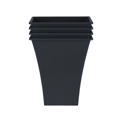 Wham Set 4 Metallica 23cm Square Plastic Planter Slate - 4