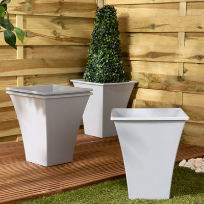 Wham Set 4 Metallica 28cm Square Plastic Planter Upcycle Grey