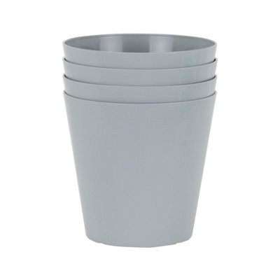 Wham Set 4 Studio 21cm Round Plastic Planter Cool Grey