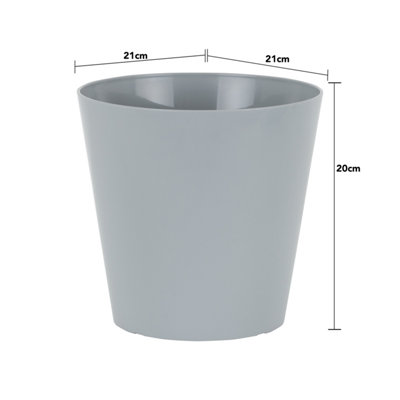Wham Set 4 Studio 21cm Round Plastic Planter Cool Grey