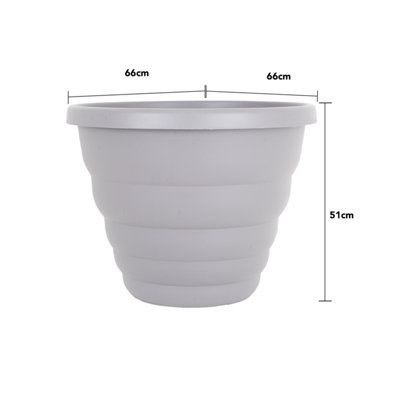 Wham Single Beehive 66cm Round Plastic Pot Cement Grey - 3