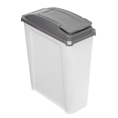 Wham Slim Bin Lid 25L Kitchen Space Saving Waste Rubbish Paper Plastic Home Grey