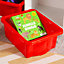 Wham Stack & Store 4x 16L Plastic Storage Boxes Extra Small, (Pack of 4, 16 Litre). Made in the UK (General Red)