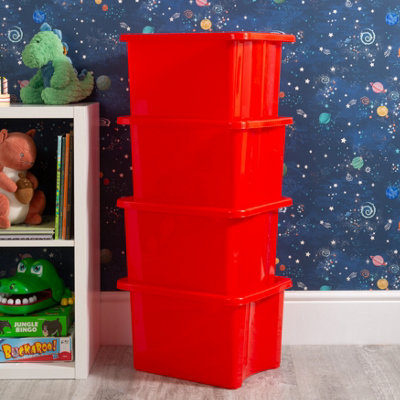 Wham Stack & Store 4x 24L Plastic Storage Boxes. Ideal for Toys ...