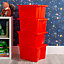 Wham Stack & Store 4x 30L Plastic Storage Boxes Small, (Pack of 4, 30 Litre). Made in the UK (General Red)