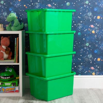 Wham Stack & Store 4x 35L Plastic Storage Boxes. Ideal for Toys ...