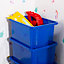 Wham Stack & Store 4x 35L Plastic Storage Boxes Medium, (Pack of 4, 35 Litre). Made in the UK (General Blue)