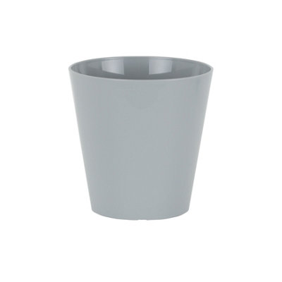 Wham Studio 4x 16cm Plastic Flower Pot Planters in Grey. Ideal for Home Office Desk, Kitchens, Bathrooms. Made in the UK