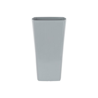 Wham Studio Set of 3 16cm Tall Square Plastic Planter Plant Pot, Office or Home Office, Computer Desk (Cool Grey) Made in the UK
