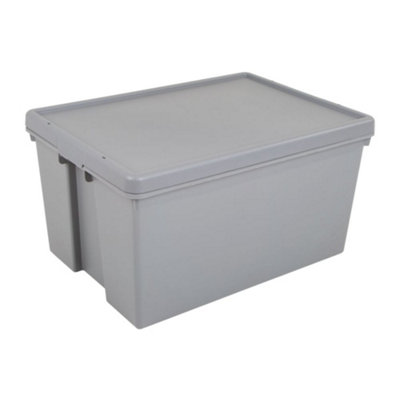Wham Upcycled Storage Box with Lid Grey, 62L - Heavy Duty Box - Strong ...
