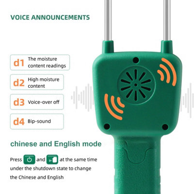 Wheat and Soy Hay Moisture Meter - LCD Display with Voice Broadcasting