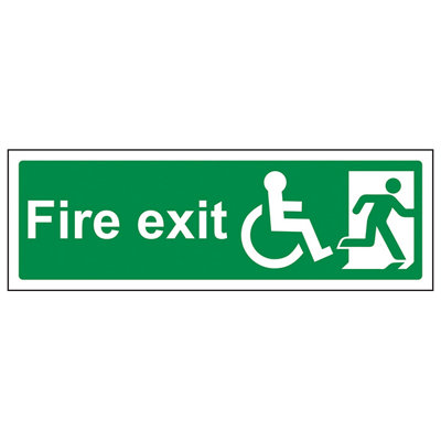 Wheel Chair Fire Exit With Text Arrow Up - Acrylic Sign | VSafety - View #3