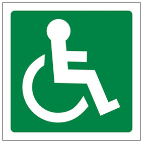Wheel Chair Logo Facing RIGHT Sign - Glow in the Dark - 200x200mm (x3)