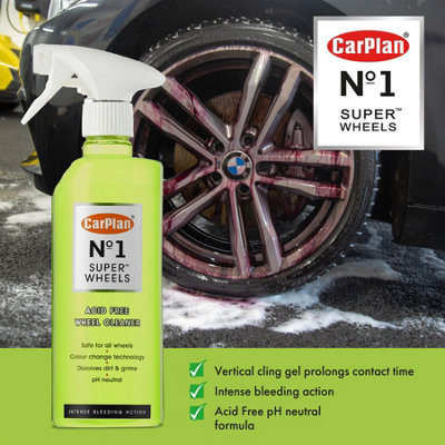 Wheel Cleaner Acid Free Colour Change Tech CarPlan No.1 Super Wheels 600ml x2