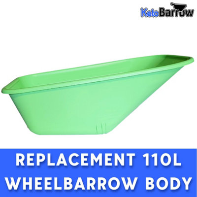 Wheelbarrow Body Tray Replacement Pan - 110L Capacity - Undrilled - Universal Fit - Barrow Body - Light Green