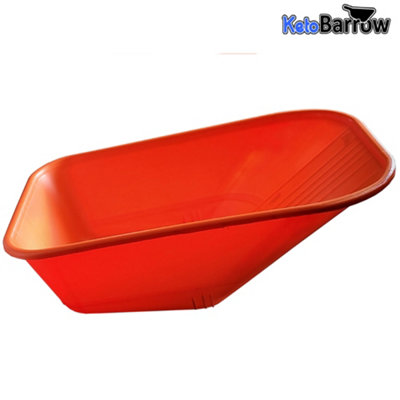 Wheelbarrow Body Tray Replacement Pan - 110L Capacity - Undrilled - Universal Fit - Barrow Body - Orange