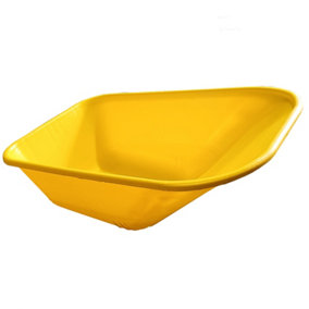 Wheelbarrow Body Tray Replacement Pan - 110L Capacity - Undrilled - Universal Fit - Barrow Body - Yellow