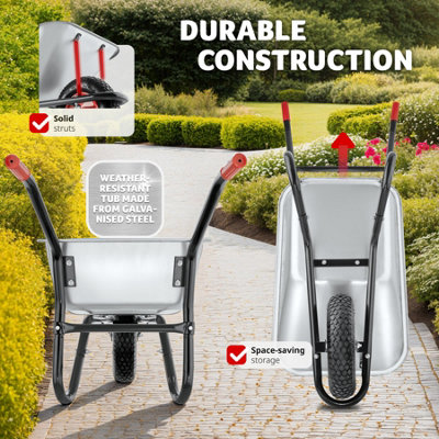 Wheelbarrow Oskar - for gardening and DIY - silver - 7