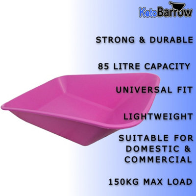 Wheelbarrow Tray Replacement Wheelbarrow Body Pan - Universal Fitting -85L - Pink