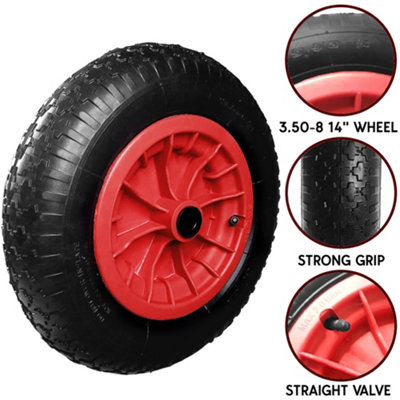 14" PU 3.50-8 4.00-8 Wheelbarrow Wheel Solid Tyre 5" Axle Set 75mm