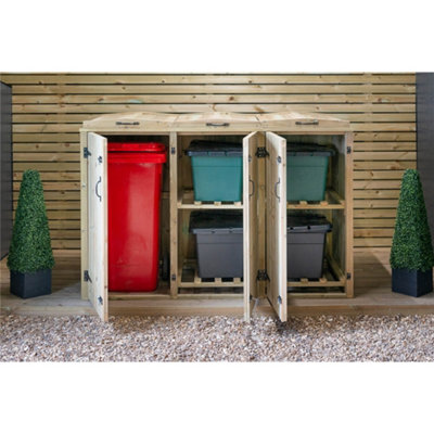 Wheelie Bin (1x 240L) and Quadruple Recycling Box (4x) Chest Store