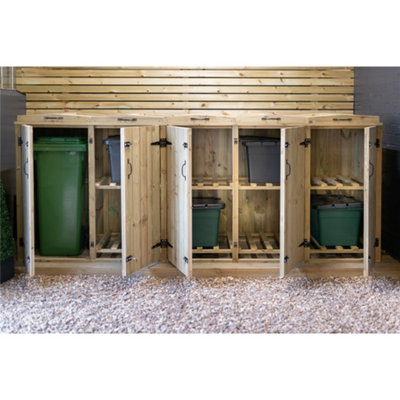 Wheelie Bin (3x 240L) and Quadruple Recycling Box (4x) Chest Store