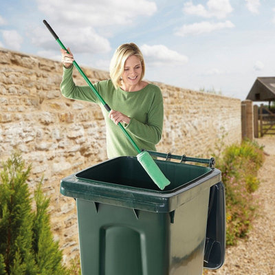 Wheelie Bin Loofah Brush Cleaner Long Reach Extendable Handle