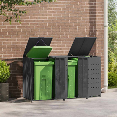 その他 bino! vol.3 Wheelie Bin Storage for 3 Bins Anthracite 207x79x117 cm Steel