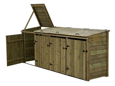 Wheelie bin store Premium Tongue And Groove (Quadruple, With